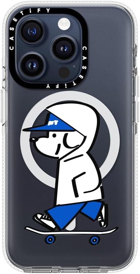 CASETiFY Clear iPhone 15 Pro Case [Not Yellowing / 6.6 ft. 3X Military Grade Drop Protection/Magsafe] - Skater John -Hello My Friend 04 - Clear