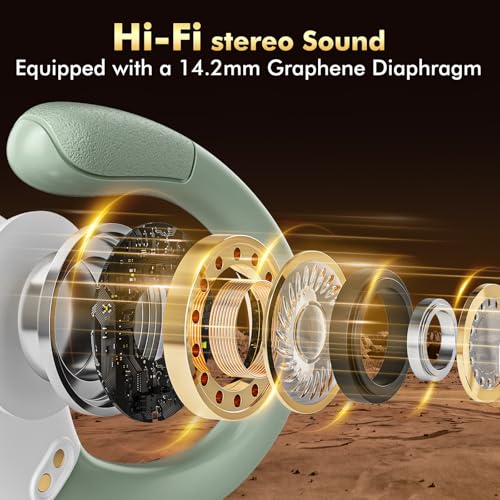 HAOYUYAN Wireless Earbuds, Sports Bluetooth Headphones, 80Hrs Playtime Ear Buds with LED Power Display, Noise Canceling Headset, IPX7 Waterproof Earphones for Workout/Running（Light Green）