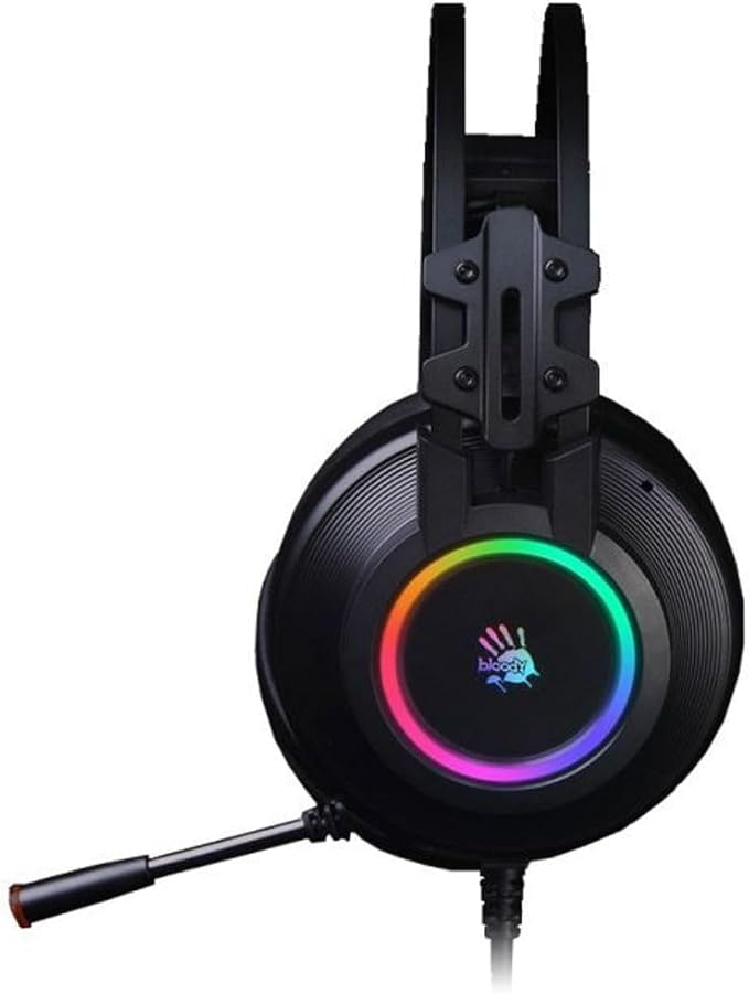 Bloody G528C Wired RGB Gaming Headset, 7.1 Virtual Surround Sound, Noise Cancelling Microphone with Braided USB Cable, On-Ear Volume Control for FPS MMO Games