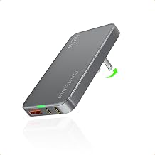 Flat USB Wall Charger, GaN Charger 3 Ports with 2×Type-C and 1×USB-A Ports, Ultra-Slim Fast Wall Plug for MacBook Pro/Air, Pixelbook, iPad Pro, iPhone17/ 16/15/14 Grey