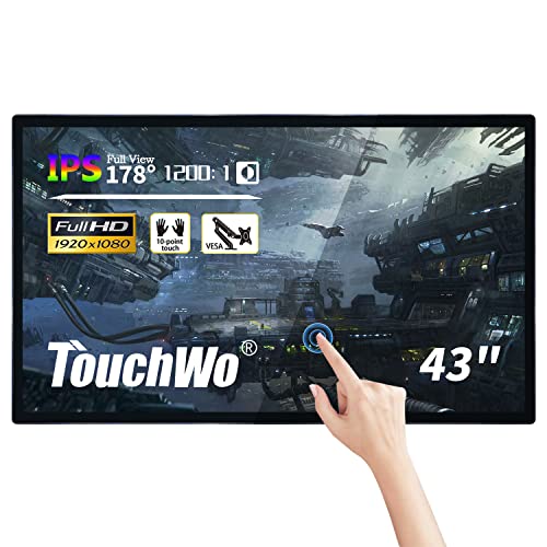 43 inch Capacitive Multi-Touch Screen Industrial Monitor, 16:9 Display 1920 x 1080P, Built-in Speakers, USB, VGA, DP & HD-MI Ports, Digital Signage Displays and Player for Advertising