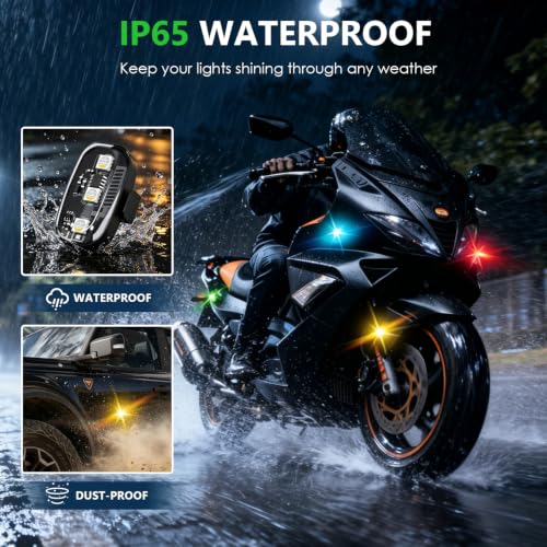 8Pcs Wireless Led Lights for Car, 8 Colors 10 Kind of Lighting Effects USB Rechargeable Anti-Collision Wireless Led Strobe Lights, High Brightness Wireless Led Lights for Bike, Drone, Motorcycle