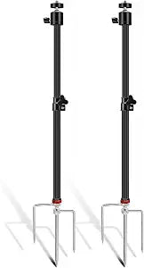 Heavy Duty Trail Camera Mount 2 Pack, 360 Degree Adjustable Aluminum Hunting Camera Tripod Stand with Ground Stake, Universal 1/4''-20 (6 mm) for Wildlife Monitoring & Outdoor Security Cameras