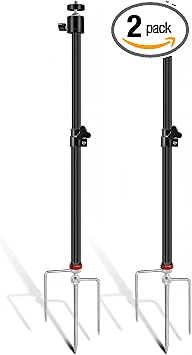 Heavy Duty Trail Camera Mount 2 Pack, 360 Degree Adjustable Aluminum Hunting Camera Tripod Stand with Ground Stake, Universal 1/4''-20 (6 mm) for Wildlife Monitoring & Outdoor Security Cameras