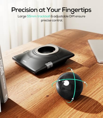Nulea Wireless Trackball Mouse Ergonomic 55mm Large Ball Ambidextrous
