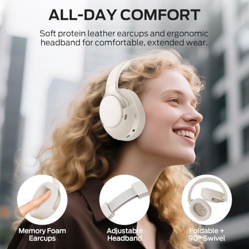 Oraolo Persona 5th ANC-Wireless Bluetooth Over-Ear Headphones with Microphone, 70H Playtime, Bluetooth 6.0, Comfortable and Foldable Design