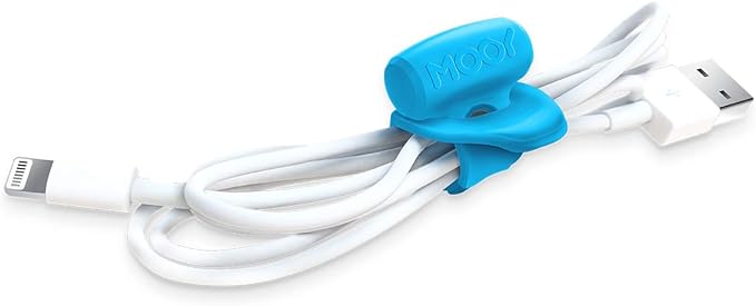 MOOY CLINGMAN Cable Organizer, Cable Management Cable Ties, Reusable, Silicone Rubber, Set of 3, Colorful, Super Stretchable, Never Get Lost (Blue)
