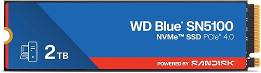 WD Blue SN5100 2TB NVMe SSD - M.2 2280, PCIe Gen 4.0, Internal Solid State Drive - Read Speeds Up to 7,100MB/s, Upgrade Storage for PC/Laptops - WDS200T5B0E