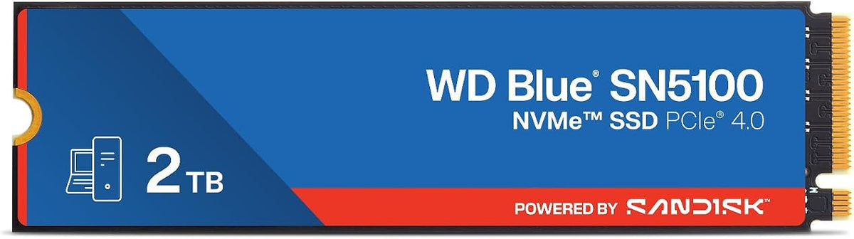 WD Blue SN5100 2TB NVMe SSD - M.2 2280, PCIe Gen 4.0, Internal Solid State Drive - Read Speeds Up to 7,100MB/s, Upgrade Storage for PC/Laptops - WDS200T5B0E