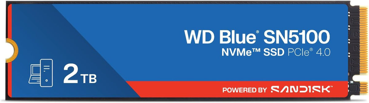 WD Blue SN5100 2TB NVMe SSD - M.2 2280, PCIe Gen 4.0, Internal Solid State Drive - Read Speeds Up to 7,100MB/s, Upgrade Storage for PC/Laptops - WDS200T5B0E