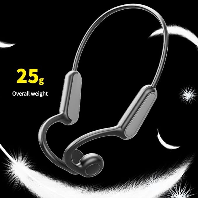 AYI True Bone Conduction Bluetooth Headphones Open Ear Headset Painless Wear Stereo Earphone 11H Playtime Lightweight Stable & Comfortable Sports Headphone for Driving Bicycling Running Skiing-Black