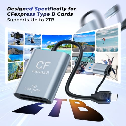 CFexpress Type B & SD Card Reader 2IN1 USB-C + USB-A Dual Slot Card Reader