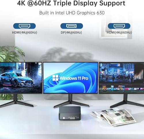 Thdeukoty Mini PC with Core i9-9880H 8C/16T up to 4.8GHz, 64G DDR4 2T SSD, Desktop Computer Windows 11 Pro, DP*1, HDMI*2 4K@60Hz Triple Display, Optical, Dual LAN, WiFi6E/BT5.3,VESA