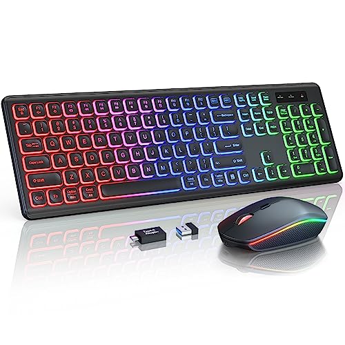 Wireless Keyboard and Mouse Combo with RGB Backlit, Rechargeable - Image 2