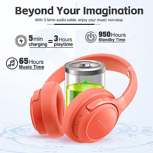 BERIBES Bluetooth Headphones Over Ear Wireless HiFi Stereo Headsets 65H 6EQ