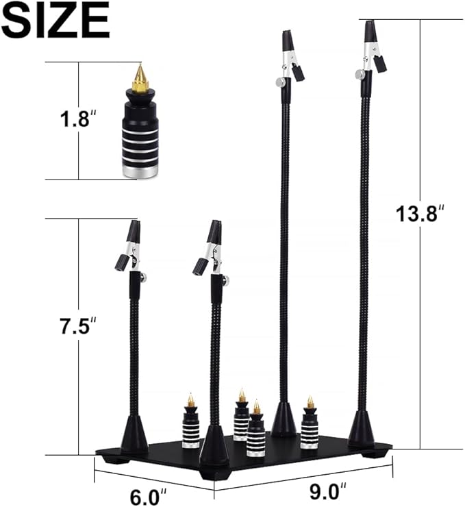 Magnetic Helping Hand, Soldering Helping Hands, 4 PCB Pillars Circuit Board Holder with Flexible Metal Arms Heavy Duty Base Electronic Repair Tool