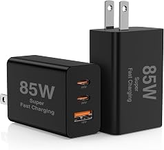 2Pack 85W USB C Wall Charger Block, 3-Port USB C Charging Adapter 100W Type C Super Fast Charging Power Plug Cube for MacBook Pro/Air,i-Pad Pro,i-Phone 17/16/15, Galaxy S25,and More-Black​ - Image 1