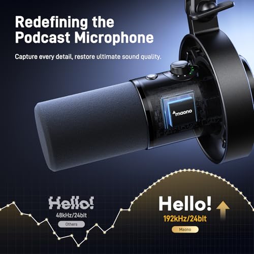 MAONO Dynamic Microphone-XLR USB Podcast Recording Mic with 192kHz/24bit