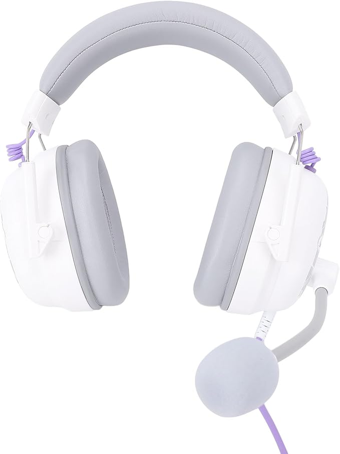 PC Gaming Headset,USB Headset with 7.1 Surround Sound,Computer Headphones with Noise Cancelling Microphone,Over Ear Wired Headphones for PC (Black) (White)