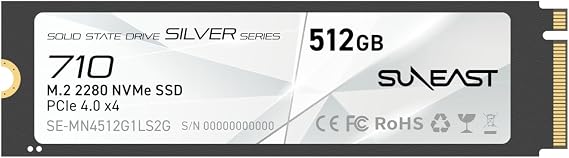 SUNEAST 512GB M.2 2280 NVMe Gen4x4 Internal SSD,Up to 6320MB/s Read