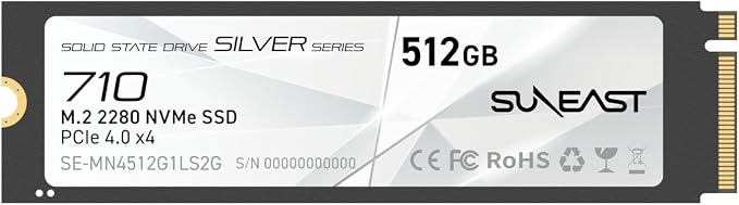 SUNEAST 512GB M.2 2280 NVMe Gen4x4 Internal SSD,Up to 6320MB/s Read