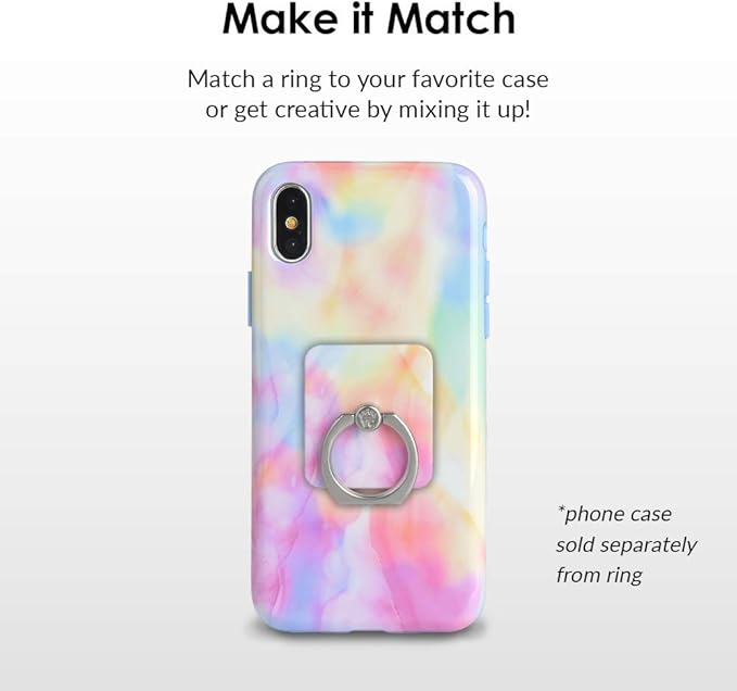 Velvet Caviar Cell Phone Ring Holder - Finger Ring & Stand - Improves Phone Grip Compatible with iPhone, Galaxy and Most Cases (Except Silicone/Leather) - Pastel Tie Dye