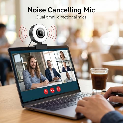 1080P HD Mini Webcam with 3-Color Fill Light, Wide Angle Lens, Noise Canceling Microphone and Tripod, USB C Adapter Included for Laptop Desktop Zoom Skype Streaming Gaming - Image 8