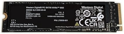 Western Digital WD 256GB Gaming SSD PC SN730 Black L70938-001 M.2 2280 PCIe Gen3 x4 NVMe SDBPNTY-256G Solid State Drive for Dell HP Omen Victus Lenovo Laptop Desktop Ultrabook