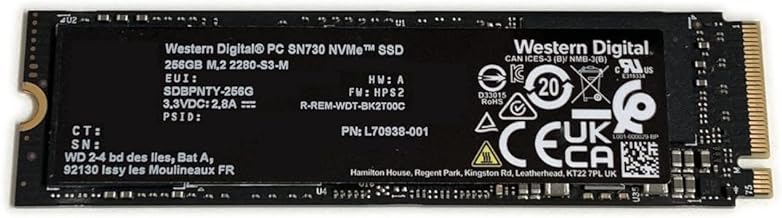 Western Digital WD 256GB Gaming SSD PC SN730 Black L70938-001 M.2 2280 PCIe Gen3 x4 NVMe SDBPNTY-256G Solid State Drive for Dell HP Omen Victus Lenovo Laptop Desktop Ultrabook - Image 1