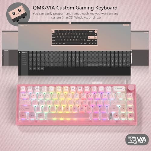 Womier 60% Percent Keyboard Pink Mechanical QMK/VIA Gaming Keyboard - Image 3