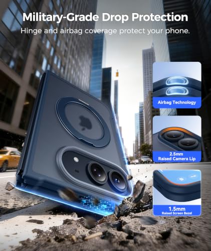 FNTCASE for iPhone Duo Case with 360 Spin Magnetic Stand Deep Blue - Image 7