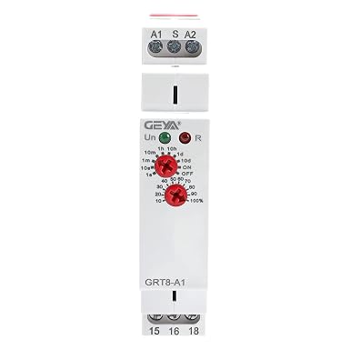 GEYA Delay On Single Function Time Relay 1 Output 16A Electronic Adjustable Power ON Timer Delay Relay Rail Modular(GRT8 A1,AC230V)