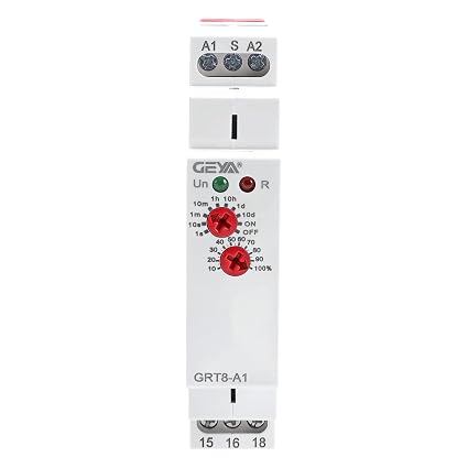 GEYA Delay On Single Function Time Relay 1 Output 16A Electronic Adjustable Power ON Timer Delay Relay Rail Modular(GRT8 A1,AC230V)