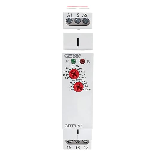 GEYA Delay On Single Function Time Relay 1 Output 16A Electronic Adjustable Power ON Timer Delay Relay Rail Modular(GRT8 A1,AC230V)