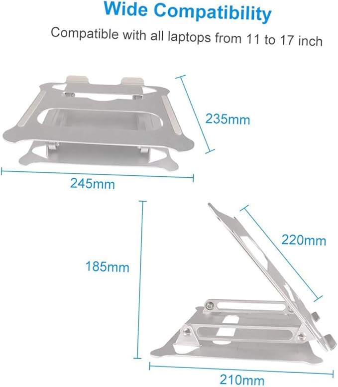 Zerodeko Aluminum Alloy Adjustable Foldable Laptop Computer Stand Portable Notebook PC Holder for Office and Travel Use Silver