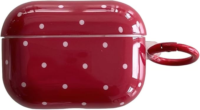 White Polka Dot Red Case with Lock for Airpods Pro Gen,Vintage Aesthetic Pattern Stylish Luxury Trendy Retro Girls Women Protective Cover for Airpod Pro 1st Genetation