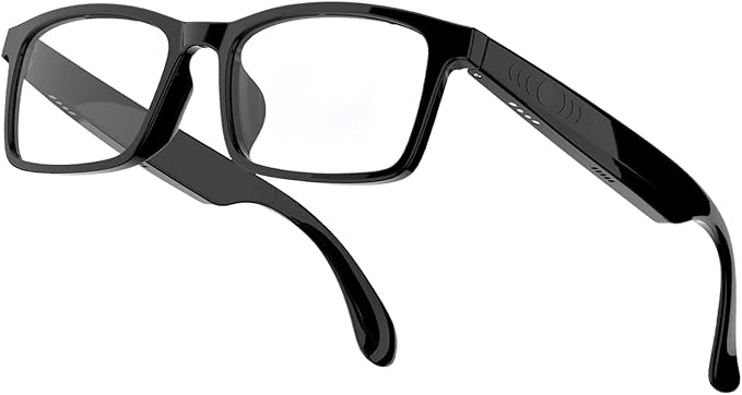 Smart Glasses for Men & Women, Clear Blue Light Glasses, Bluetooth Glasses with Speaker, Intelligent Touch & Voice Assistant, Compatible with iOS/Android, Audio Eyeglasses for Gaming/Working