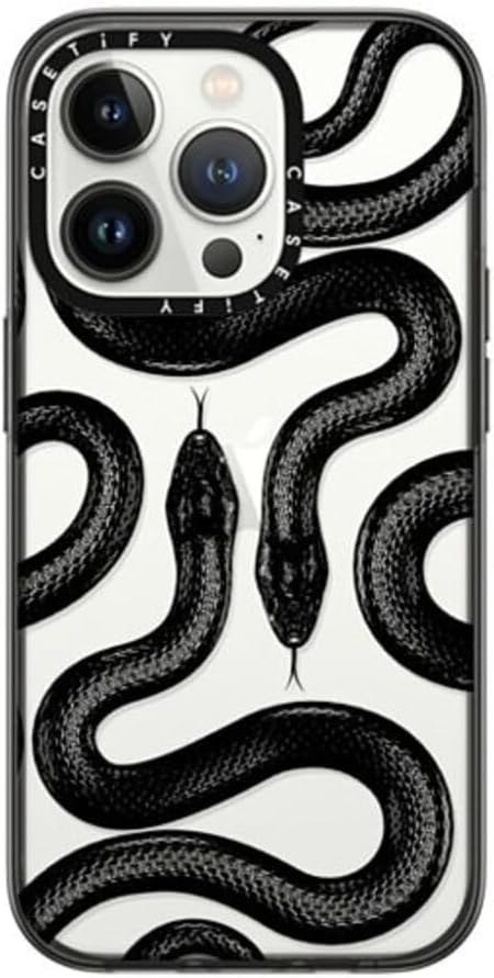 CASETiFY Compact iPhone 14 Pro Case [4 ft. 2X Military Grade Drop Protection/Slim/Lightweight] - Black Kingsnake - Clear Black