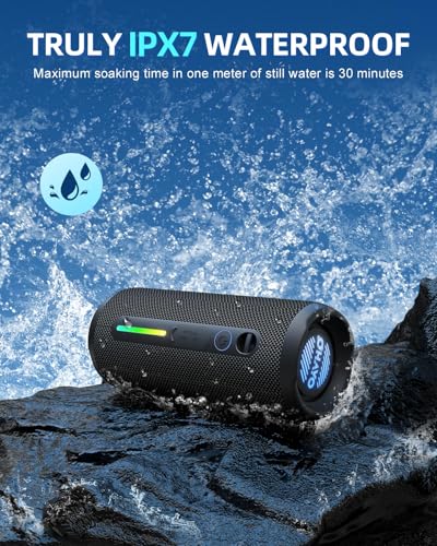 OHAYO Portable Bluetooth Speaker, IPX7 Waterproof, 24W Stereo, LED Lights - Image 5