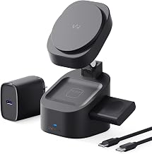 iWALK 3-in-1 Magnetic Wireless Charging Stand, 15W Foldable Charger Station for iPhone 16/15/14/13/12, Apple Watch & AirPods, Adjustable Dock with 20W USB-C Adapter - Image 1