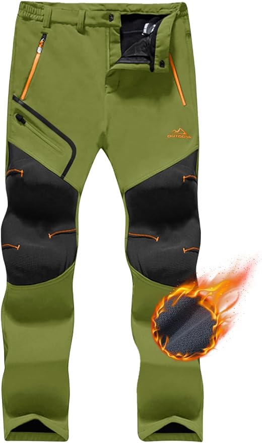 TACVASEN Men's Snow Ski Pants Fleece Lined Winter Pants for Men Water Resistant Thermal Snowboard Hiking Hunting Work