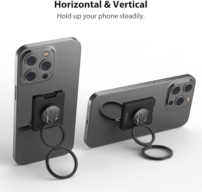 Phone Grip, Phone Ring Holder Finger Kickstand Wireless Charging Friendly, Foldable & Adjustable Double Metal Cell Phone Rings Gripper Stand for iPhone Samsung &Other Phones - White Heart …