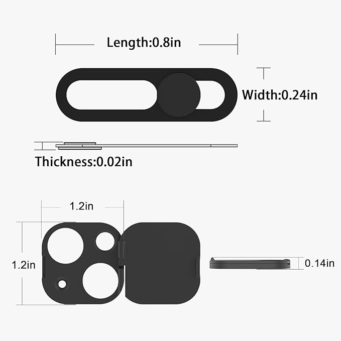 Privacy Cover Compatible for 15 /iPhone 15 Plus with Front Camera Cover,Protect Privacy and Security But Not Affect Facial Recognition-2Pack