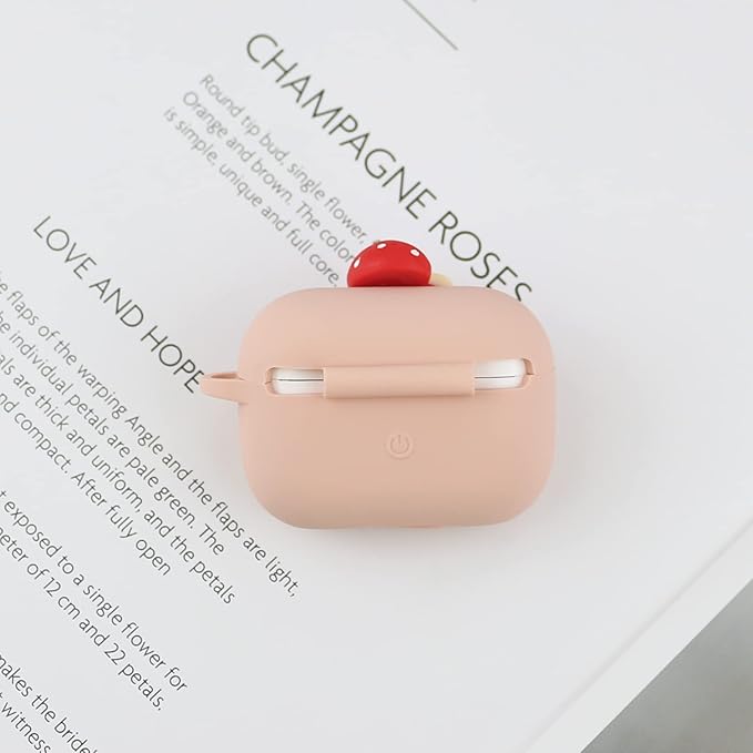 Wonhibo for Airpods Pro Case for Women Girls, Cute Kawaii Cover for Airpod Pro 2019 with Keychain (Mushroom)