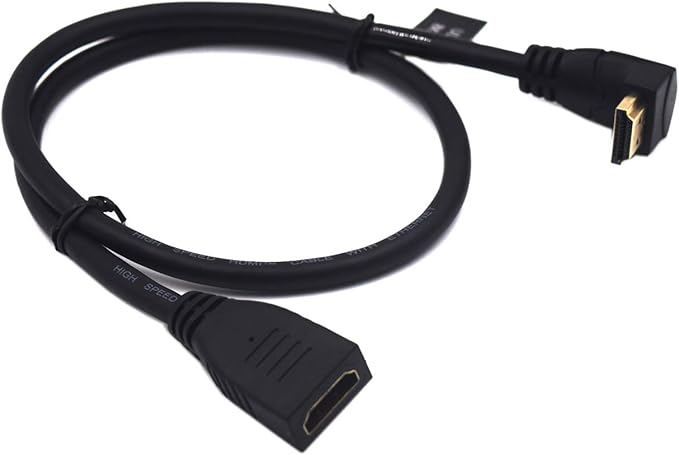 2 Feet 48Gbps HDMI 8K@60Hz Extension Ultra HD Cable, Straight Female to Down Angle Male HDMI 2.1 Extender High Speed Shield Cord for Xbox TV PS4 PS5 Switch, Support 4K@120Hz, 3D Dynamic HDR