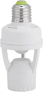 PIR Motion Sensor Light Socket, E27 Screw Light Bulb Holder LED PIR Infrared Motion Sensor Lamp Switch Socket with Adjustable Button 360 Degrees Detection for Bathroom, Stairs, Door, Garage, etc