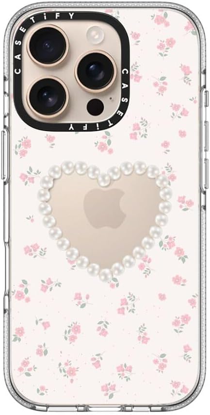 CASETiFY Clear iPhone 16 Pro Case [Not Yellowing / 6.6 ft. 3X Military Grade Drop Protection/Magsafe] - Pearly Heart - Clear