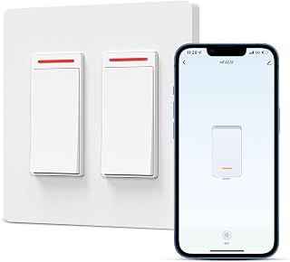 Smart Light Switch 2 Gang Single-Pole Switch 2024 New Model 10A, Works with Siri, Alexa and Google Home,Voice and Remote Control,Neutral Wire Required,No Hub Required