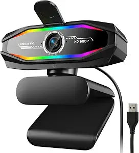 1080P Webcam with Microphone, Full HD Web Camera with RGB Light for Pc, Light Correction and Noise Cancellation Streaming Webcam, USB Computer Camera with Privacy Cover ,Plug and Play PC Web Cam - Image 1