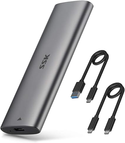 SSK NVMe SATA SSD Enclosure, M.2 to USB Adapter Reader USB-C 3.2 Gen 2
